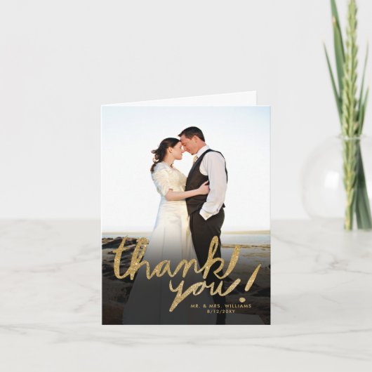 Faux Glitter Handwrite Foto bedankt (Voorkant)