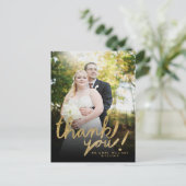 Faux Glitter Handwrite Foto bedankt Briefkaart (Staand voorkant)