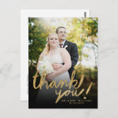 Faux Glitter Handwrite Foto bedankt Briefkaart (Voorkant / Achterkant)