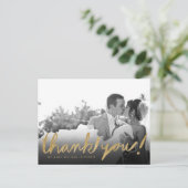 Faux Glitter Handwrite Foto bedankt Briefkaart (Staand voorkant)