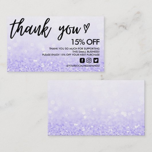 Faux Glitter Hartelijk dank Visitekaartje (Voorkant / Achterkant)