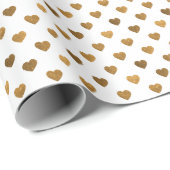 Faux Glitter Heart Patterned Gold Wrapping Paper Cadeaupapier (Rol Hoek)