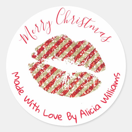 Faux Glitter Kerstmis - Handgemaakt bedrijfslabel Ronde Sticker (Voorkant)