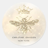 faux glitter koningin bijen logo ronde sticker (Voorkant)