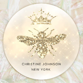 faux glitter koningin bijen logo ronde sticker