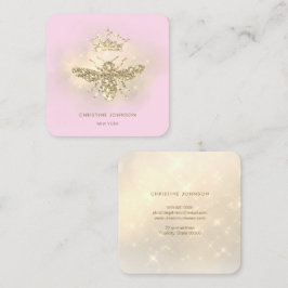faux glitter koningin bijen roze vierkante visitekaartje
