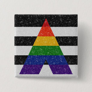 Faux Glitter LGBT Ally Pride Flag Achtergrond Vierkante Button 5,1 Cm