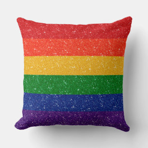 Faux Glitter LGBTQ Pride Rainbow Flag Kussen