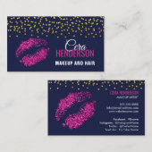 Faux Glitter Lips Gold Confetti Makeup Visitekaartje (Voorkant / Achterkant)