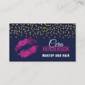 Faux Glitter Lips Gold Confetti Makeup Visitekaartje (Voorkant)