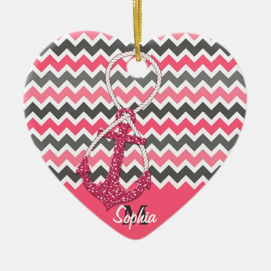 faux glitter nautical anchor infinity symbool keramisch ornament (Voorkant)