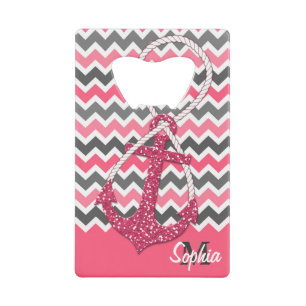 faux glitter nautical anchor infinity symbool kredietkaart flessenopener