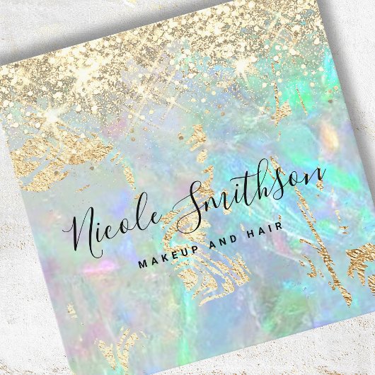 faux glitter opal background vierkante visitekaartje