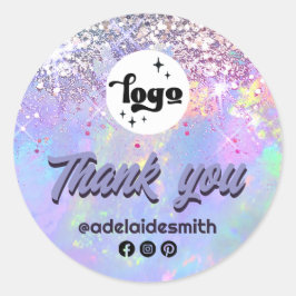 Faux Glitter Opal Bedankt Ronde Sticker