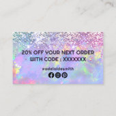 faux glitter opal dank u visitekaartje (Achterkant)