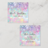 Faux Glitter Opal Design Vierkant visitekaartje (Voorkant / Achterkant)