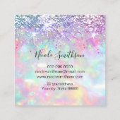 Faux Glitter Opal Design Vierkant visitekaartje (Achterkant)