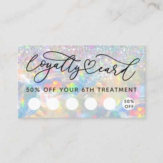 Faux Glitter Opal Loyalty Card Visitekaartje (Voorkant)