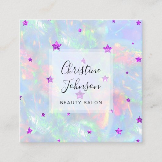 FAUX glitter paarse sterren Vierkante Visitekaartje (Voorkant)