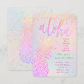 faux glitter pineapple decor verjaardag kaart (Voorkant / Achterkant)