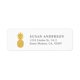 Faux Glitter Pineapple Return Address Label