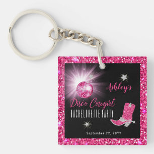 Faux Glitter Pink Cowgirl Bachelorette Sleutelhanger