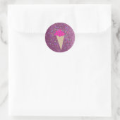 Faux Glitter Pink Ice Cone Ronde Sticker (Tas)