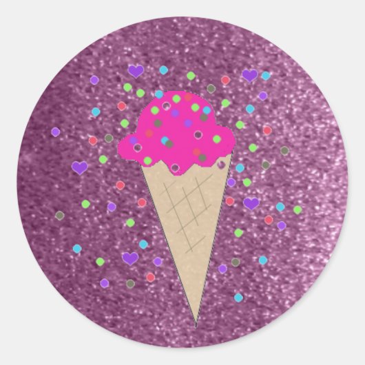 Faux Glitter Pink Ice Cone Ronde Sticker (Voorkant)