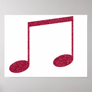 Faux Glitter Pink Music Note Symbolen Poster