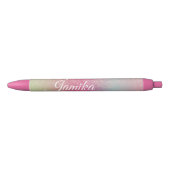 Faux Glitter Pink Rainbow Monogramma Zwarte Inkt Pen (Voorkant)