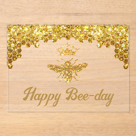 Faux glitter Queen Bee Happy Birthday Acryl Uitnodigingen