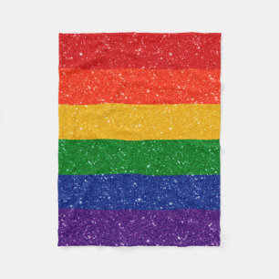 Faux Glitter Rainbow Pride Flag Fleece Deken