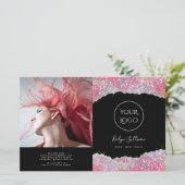 Faux glitter roze sequin tweevoudig brochure (Staand voorkant)