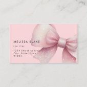 Faux glitter roze strik ontwerp visitekaartje (Achterkant)