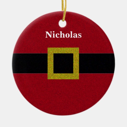 Faux Glitter Santa Belt Keramisch Ornament (Voorkant)