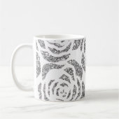 Faux Glitter Silver Grey Rozen White Coffee Mok (Links)