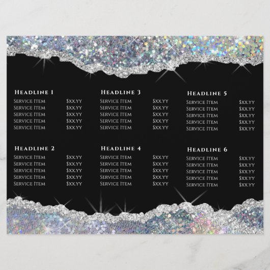 Faux glitter Silver Sequin Brochure (Achterkant)