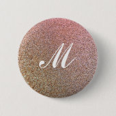 Faux Glitter Sparkly Roos-gouden Button (Voorkant)