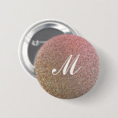 Faux Glitter Sparkly Roos-gouden Button (Voorkant /achterkant)