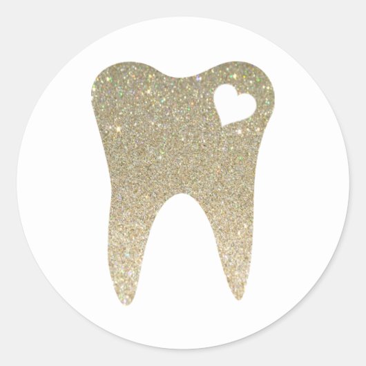 Faux Glitter Teeth with Heart Round Sticker (Voorkant)