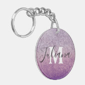 Faux Glitter Two Tone Monogrammed Sleutelhanger (Voorkant Links)