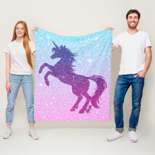  Faux Glitter Unicorn Fleece Blanket MEDIUM
