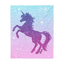  Faux Glitter Unicorn Fleece Blanket MEDIUM