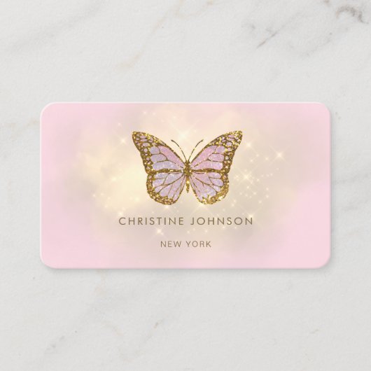 Faux glitter vlinder ontwerp visitekaartje (Voorkant)