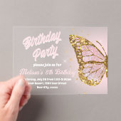 faux glitter vlinderontwerp Verjaardag Uitnodiging Acryl Uitnodigingen (Insitu (Draagbaar))