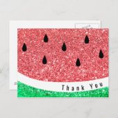 Faux Glitter Watermeloen Slice Dank u Briefkaart (Voorkant / Achterkant)