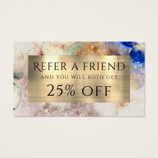faux glitter waterverf and Gold Foil Referral Visitekaartje (Voorkant)