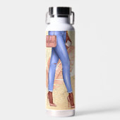 Faux Glitter Woman heelt roze goudwaterfles Waterfles (Voorkant)