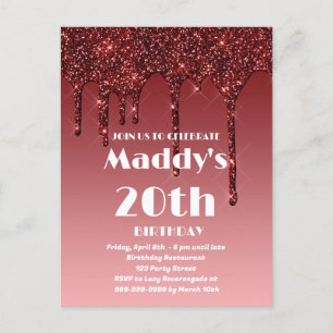 Faux Glittery 20th Birthday-kaart voor haar Briefkaart