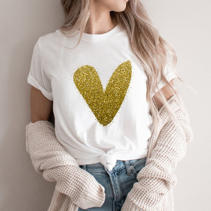 Faux Glittery Gold Heart Chic T-shirt